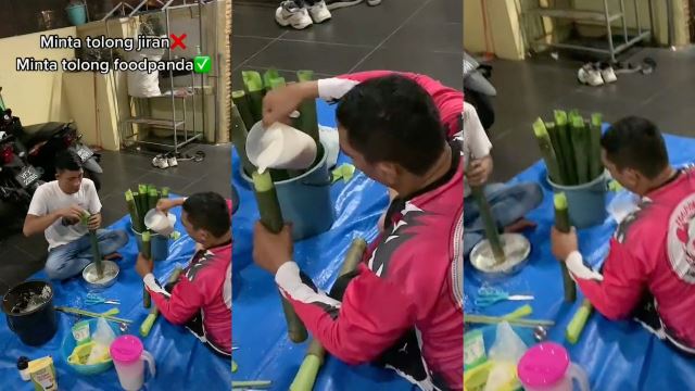 Abang Rider Helps Family Make Lemang After Surprise Hari Raya Announcement!