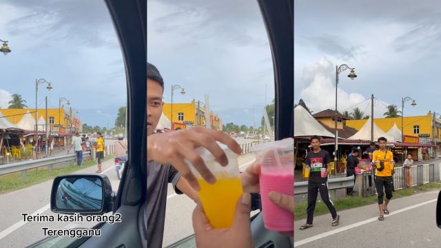 Kind M’sians In Terengganu Give Away Drinks To Drivers Stuck In Heavy Traffic