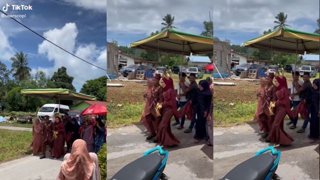 Video Of Newlyweds Using Pasar Malam Umbrella Went Viral On TikTok, Malaysians Amused