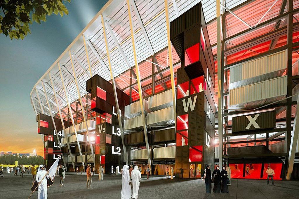 stadium fifa qatar 2022 diperbuat daripada kontena