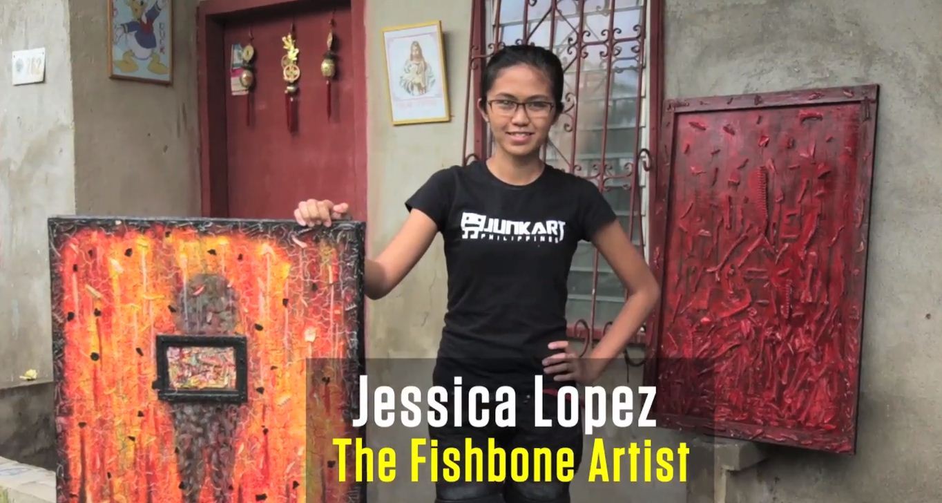 gadis ini tak buang tulang ikan lepas makan sebab nak jadikan lukisan