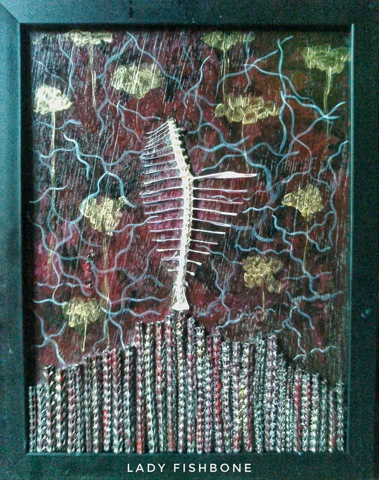 gadis ini tak buang tulang ikan lepas makan sebab nak jadikan lukisan