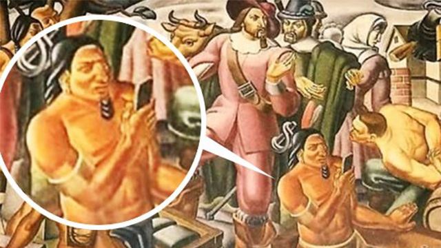 lelaki pegang smartphone dalam lukisan 400 tahun lalu timbul tanda tanya