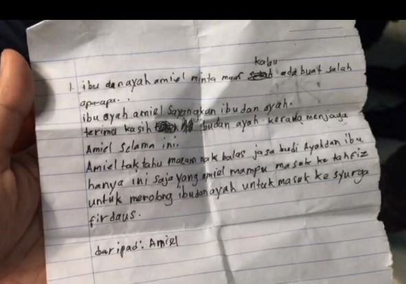 sebak dan sayu baca surat arwah amiel buat ibu dan ayah
