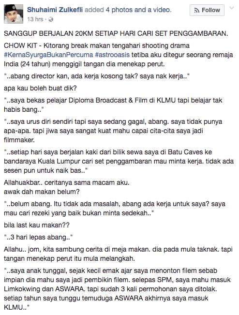 anak muda jalan 20km sehari cari kerja buat filem