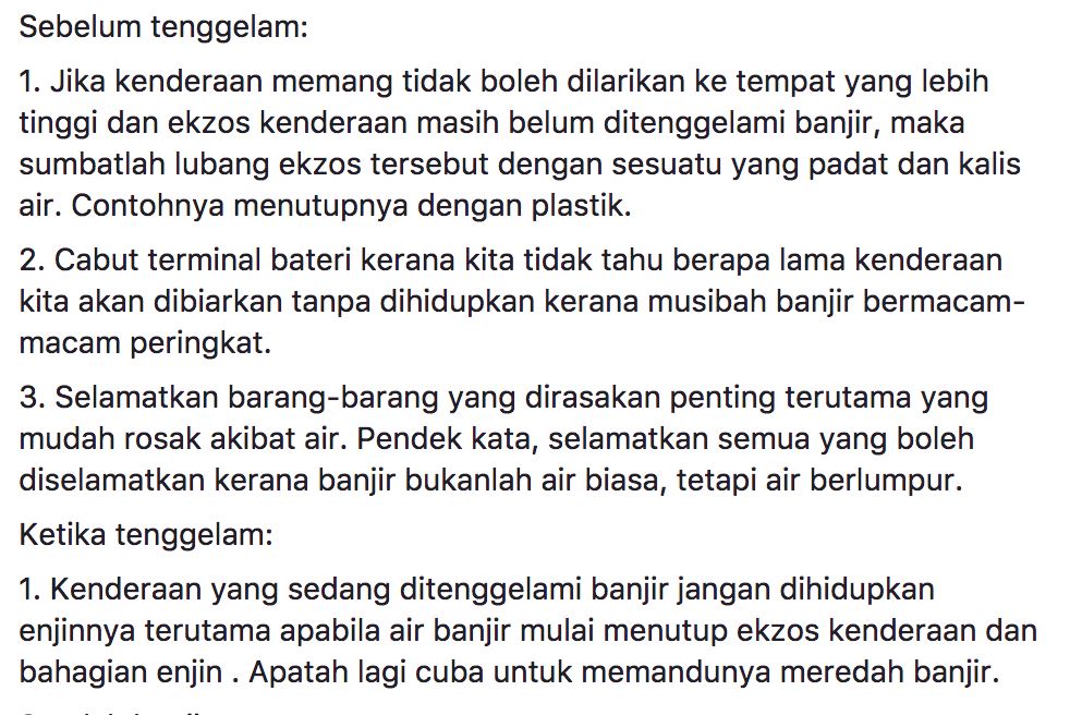 cara untuk selamatkan kenderaan yang di tenggelami air 