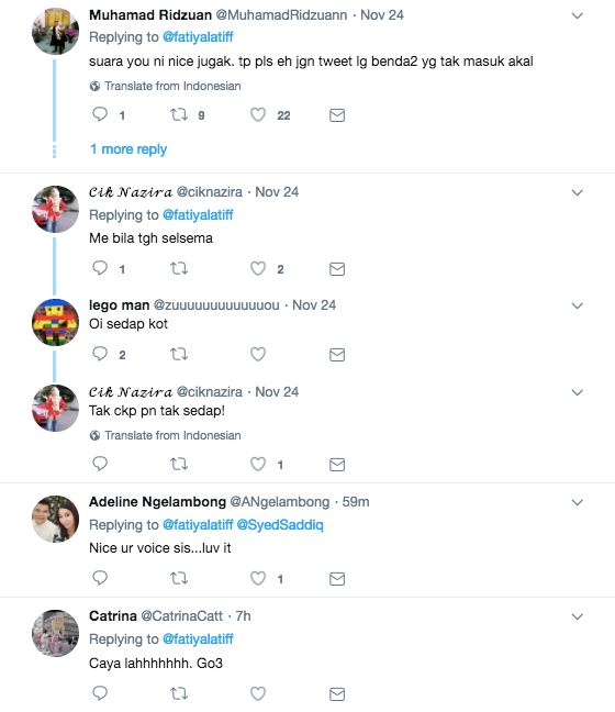 fatiya latiff menyanyi, ini respon netizen