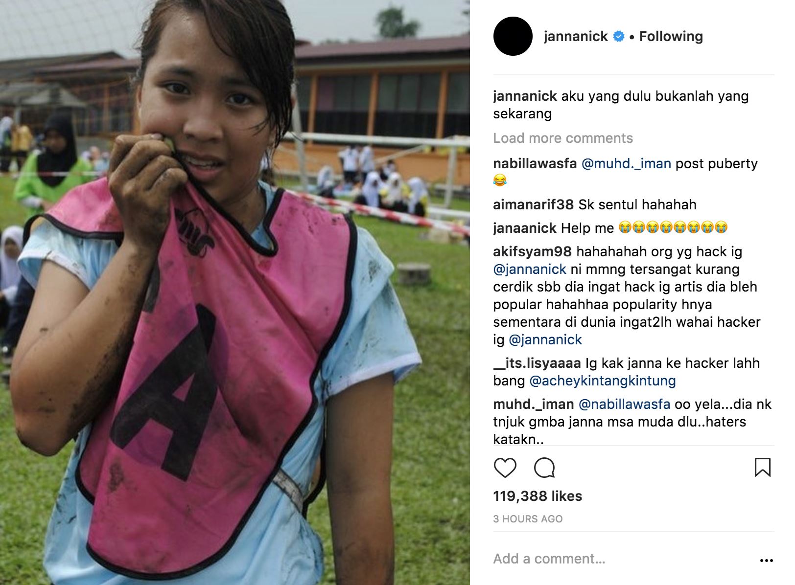 akaun 3.1 juta pengikut di godam, hackers muatnaik foto lama janna nick