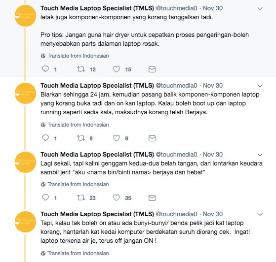 tertumpah air atas laptop ? ni kesan dan apa yang perlu dibuat