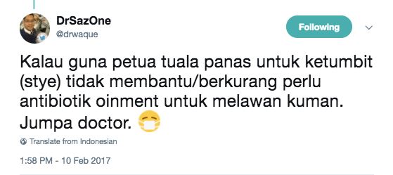 ketumbit bukan sebab mengintai, ni doktor bagi petua hilangkan
