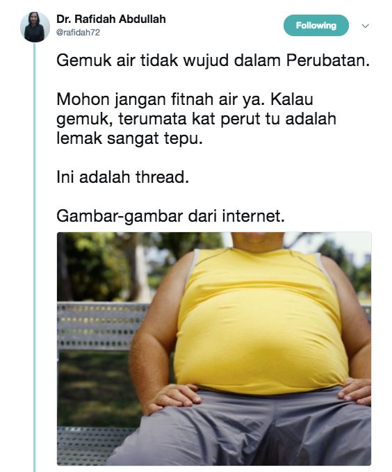 badan berlebih air dengan gemuk air sama ke ? ni jawapannya
