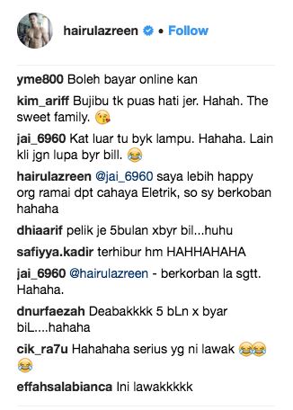 hairul azrin terlupa bayar bil elektrik 5 bulan, keluarga bergelap satu malam