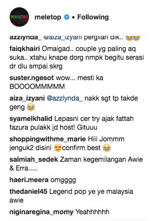 erra fazira dan awie jadi hos undangan, peminat tak sabar nak tonton meletop malam ni