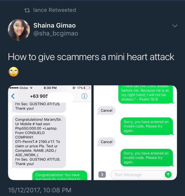 gadis ini tunjuk cara nak ajar scammer dari sms