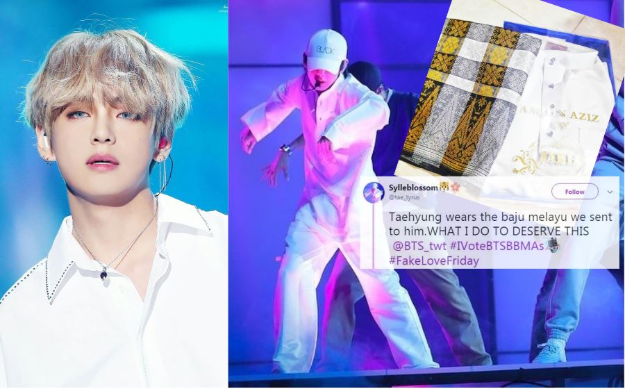 peminat teruja taehyung bts pakai baju melayu ketika rehearsal konsert