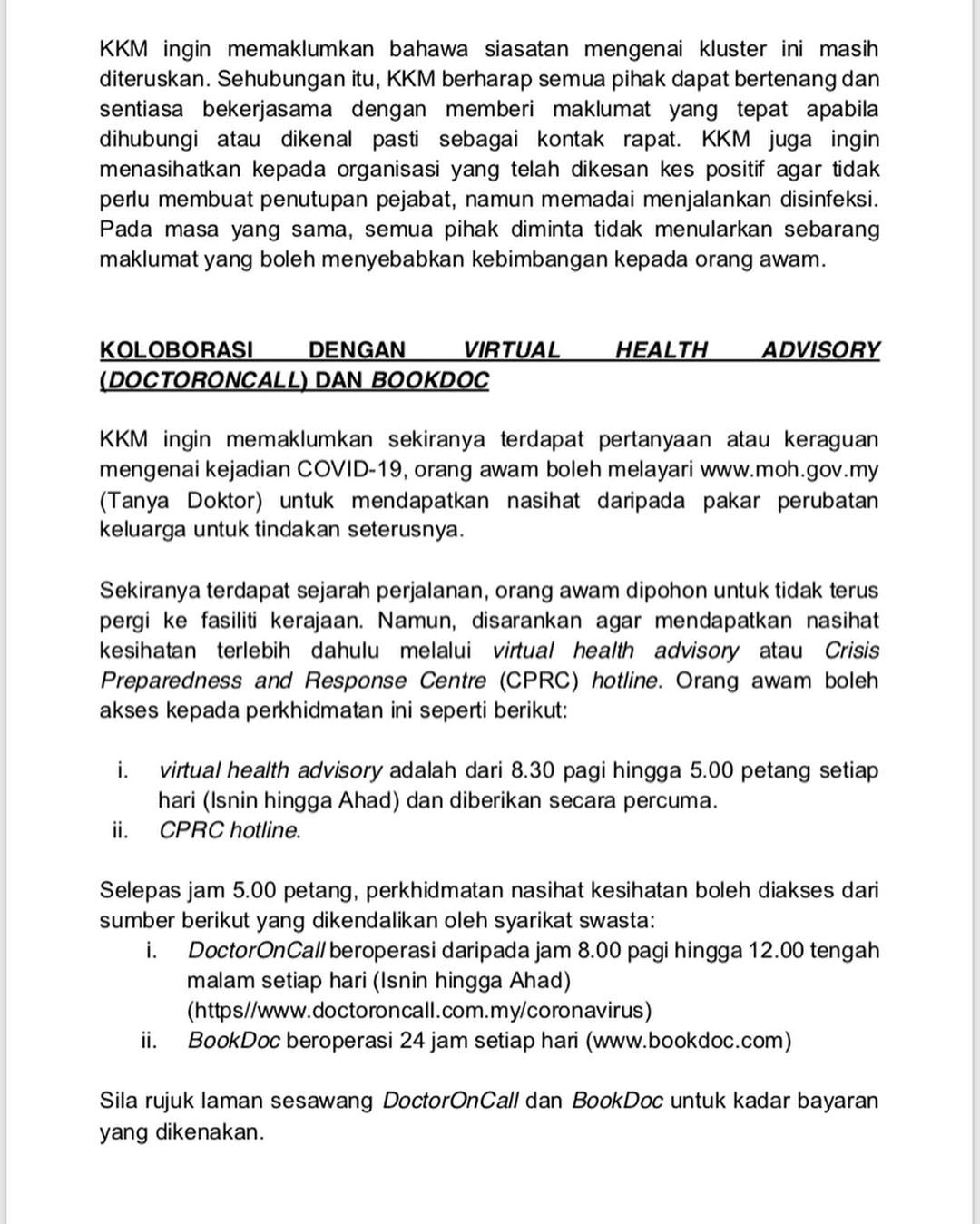 14 lagi kes baru coronavirus, jumlah kes di malaysia kini cecah 50 orang