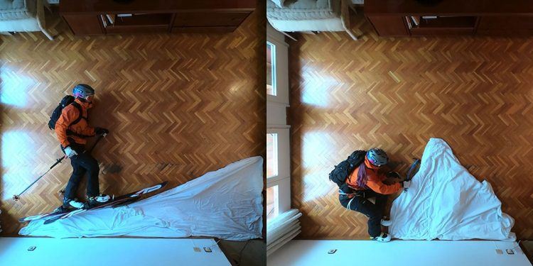 lelaki selamba main ski dalam rumah hilangkan rasa bosan berkurung