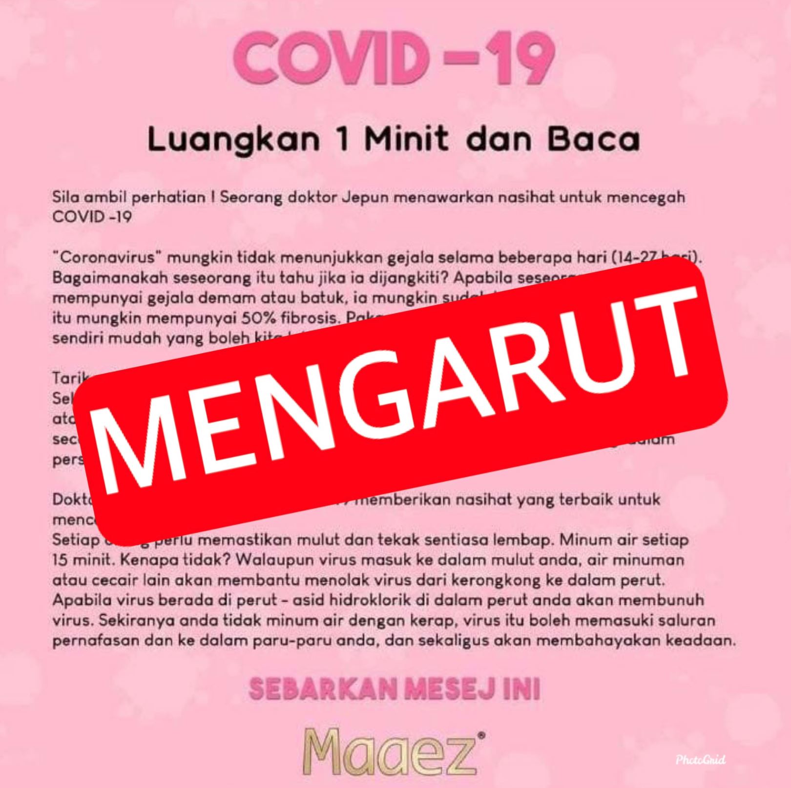minum air panas setiap 15 minit tak boleh elak jangkitan covid-19