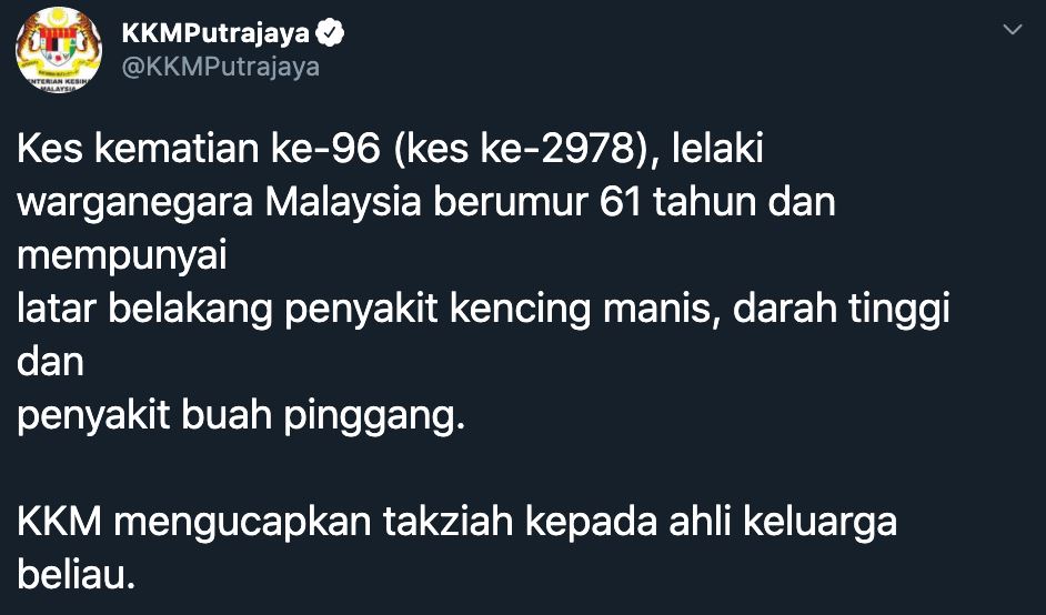 88 kes baru jangkitan covid-19 dicatatkan hari ini