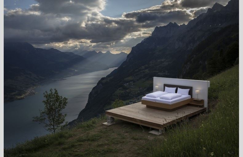 hotel buat tawaran baru, bilik tanpa dinding dengan view kaki gunung