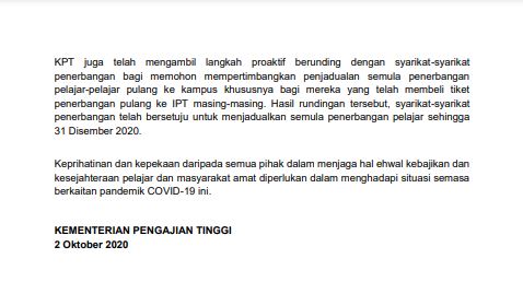 kpt cadang semua ipt tangguh pendaftaran pelajar