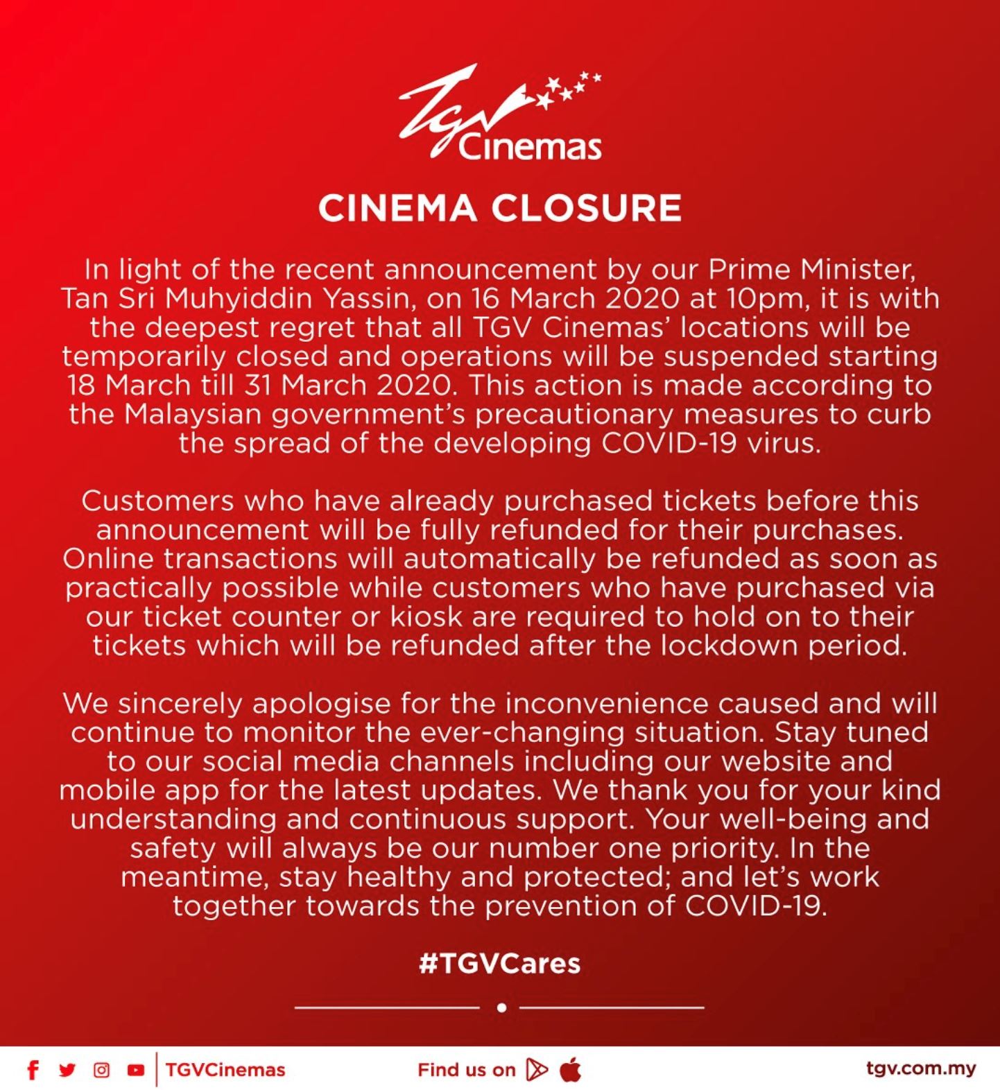 covid-19: semua panggung wayang ditutup, pembelian tiket akan dibayar semula