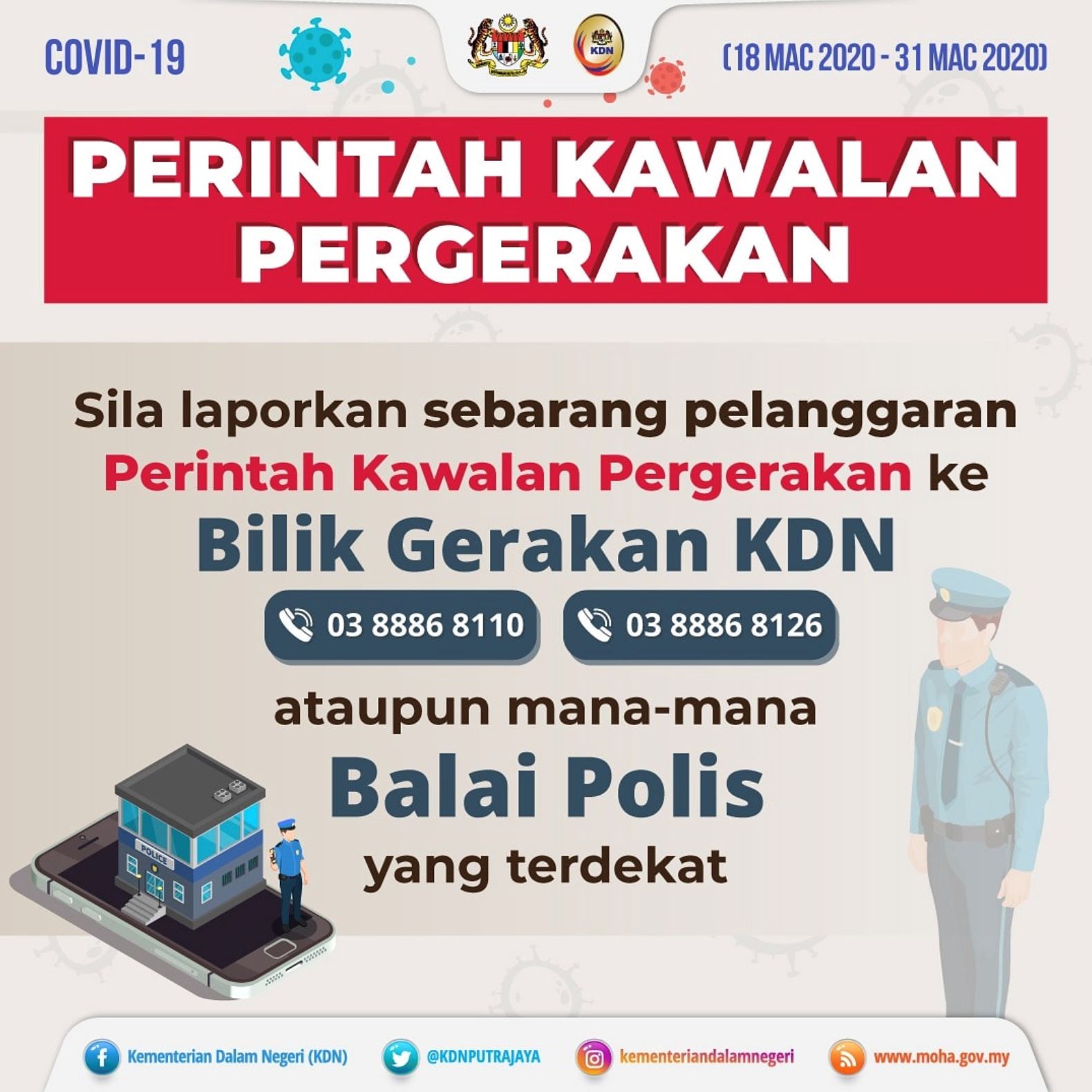 cepat buat laporan jika nampak sesiapa langgar perintah kawalan pergerakan