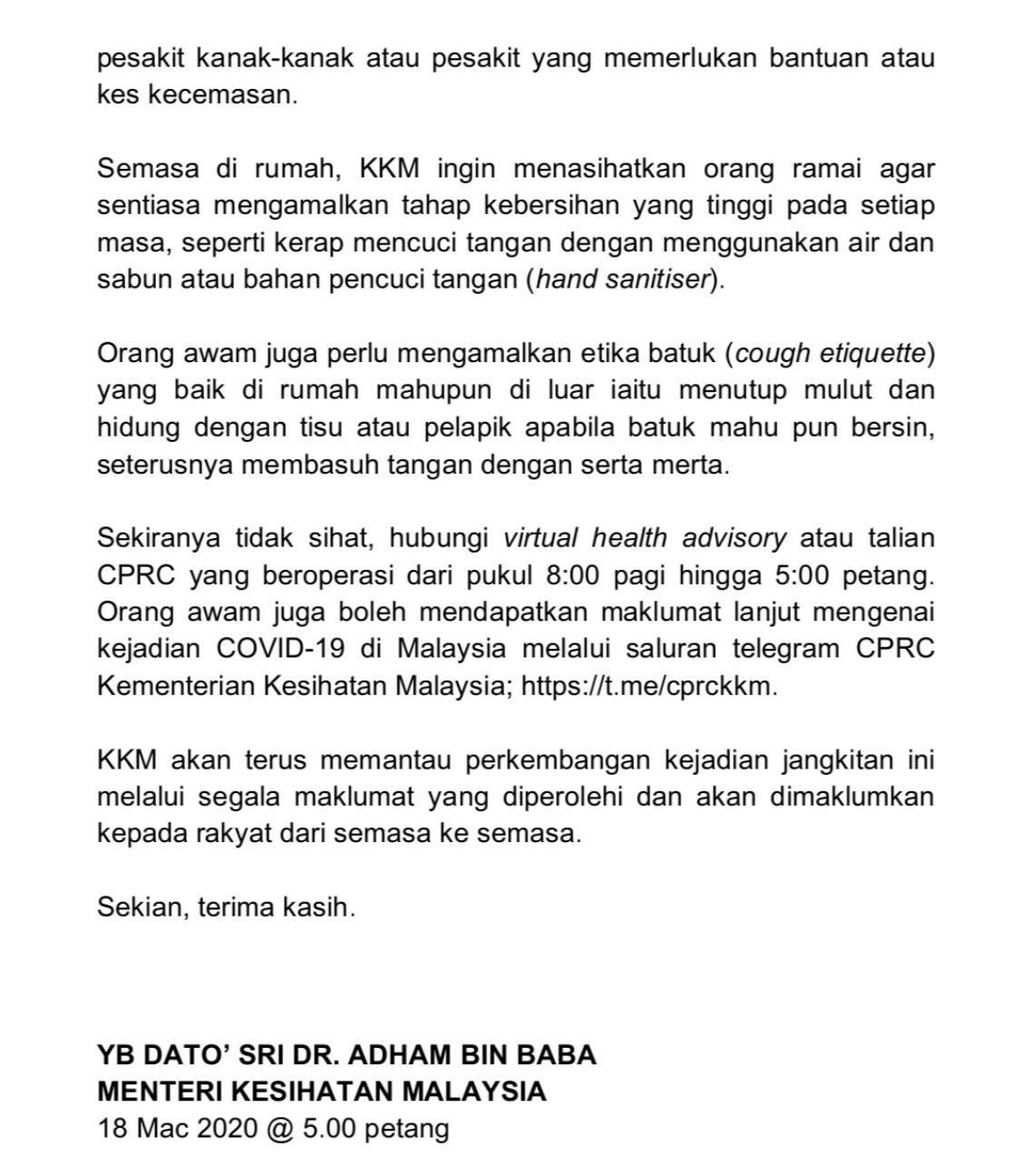 117 lagi kes baru covid-19 di malaysia, jumlah keseluruhan kini cecah 790