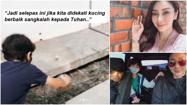 Rita Rudaini Ajar Anak Beri Makan Pada Kucing Jalanan Sebelum Ke Sekolah