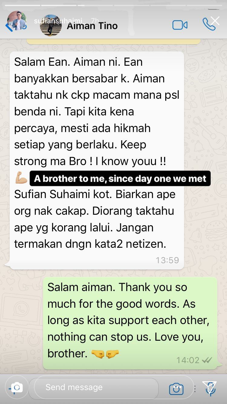 rakan artis beri semangat pada sufian suhaimi isu putus tunang