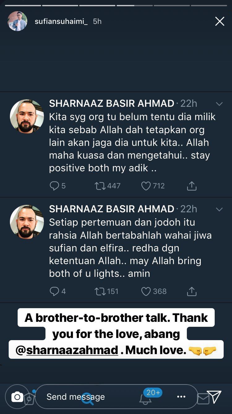 rakan artis beri semangat pada sufian suhaimi isu putus tunang