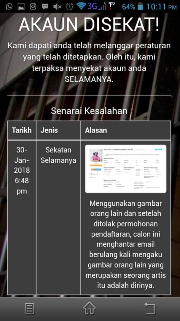 akaun lelaki ini disekat gara-gara wajahnya 