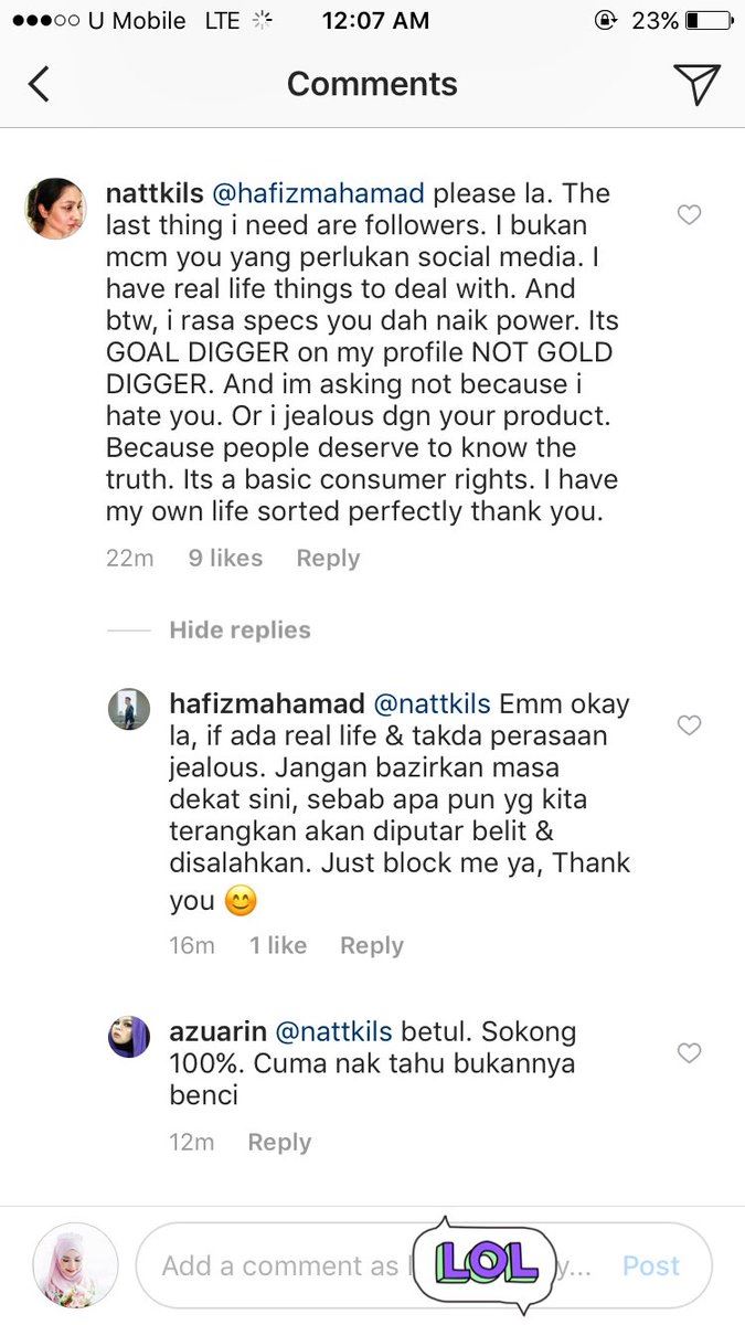 cara reply pun tahu kurang bijak - netizen kecam hafiz dan syafiqah aina