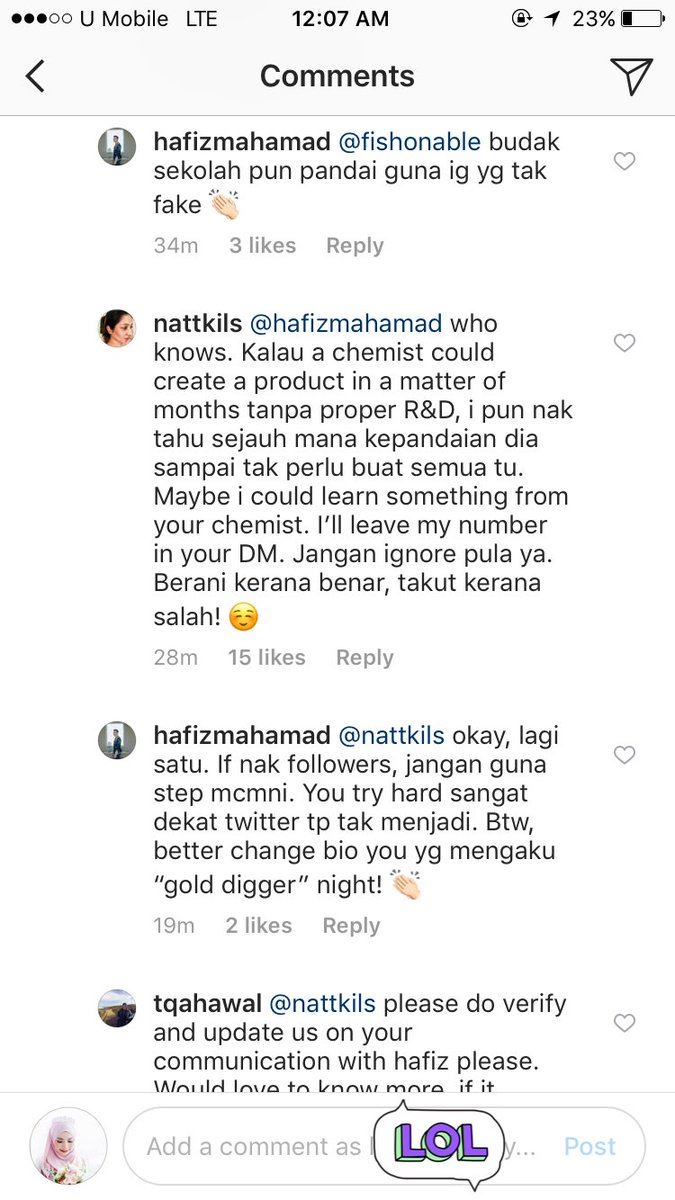 cara reply pun tahu kurang bijak - netizen kecam hafiz dan syafiqah aina