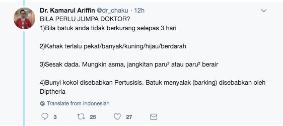 musim batuk. apa jenis batuk dan ubat apa yang sesuai ? doktor ni ada jawapannya
