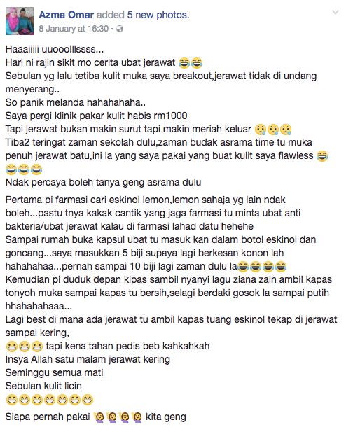 cara hilangkan jerawat batu guna eskinol lemon dan anti bakteria jadi viral