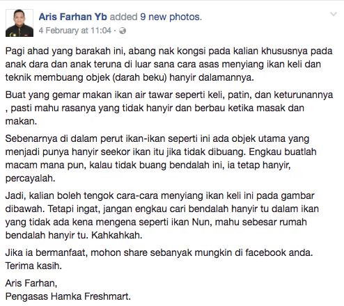 kena buang darah beku ikan keli baru tak hanyir. ini caranya !