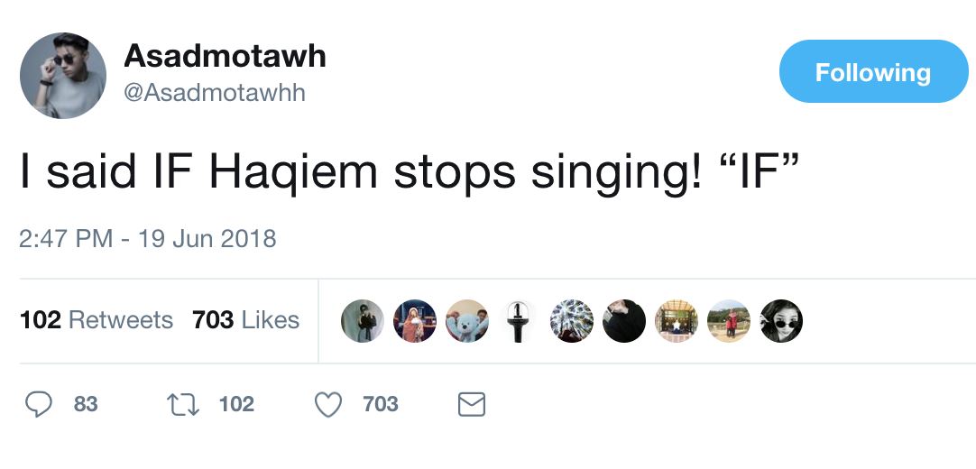 “kalau haqiem berhenti menyanyi, saya pun mungkin berhenti” – as’ad motawh