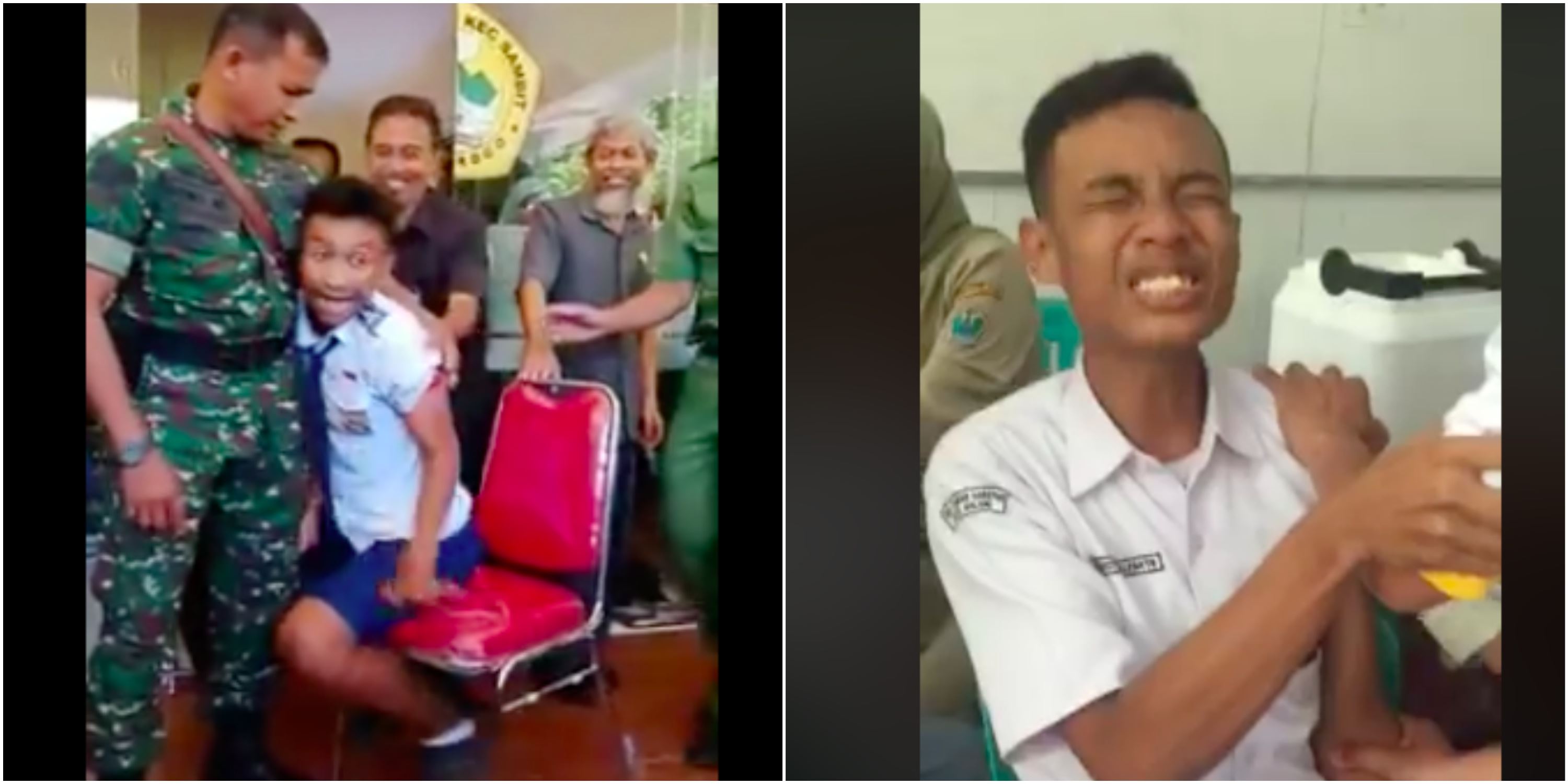 lawak habis bila pelajar senior takut kena cucuk vaccine 