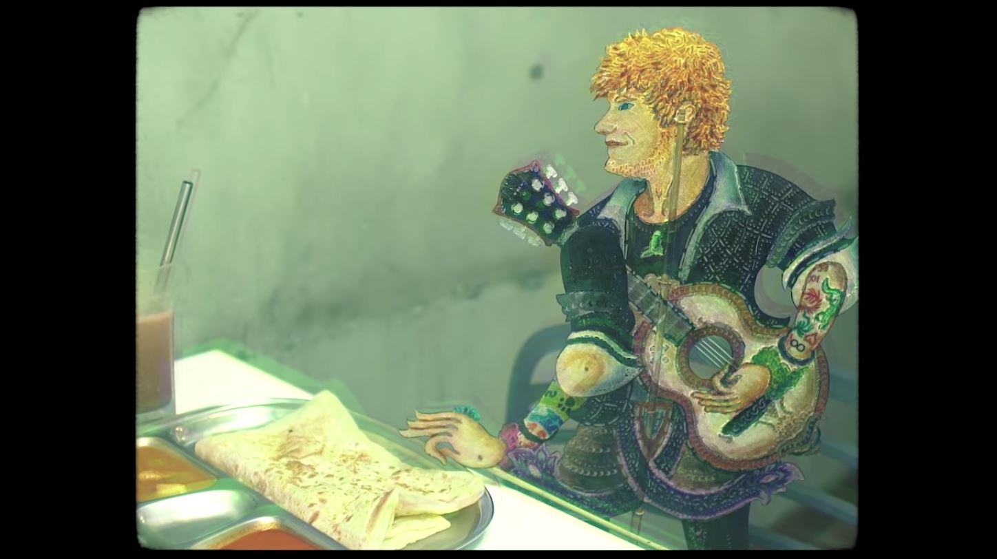 ed sheeran versi wayang kulit, muzik video happier di hasilkan semula versi berbeza