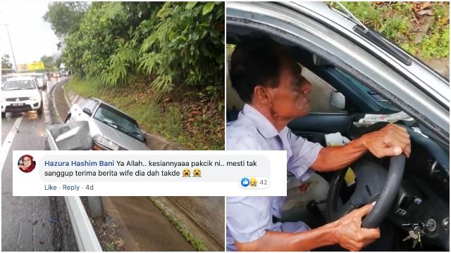 Kereta Masuk Longkang, Pakcik Ini Diserang Panic Attack Dalam Perjalanan Tengok Isteri Di Hospital