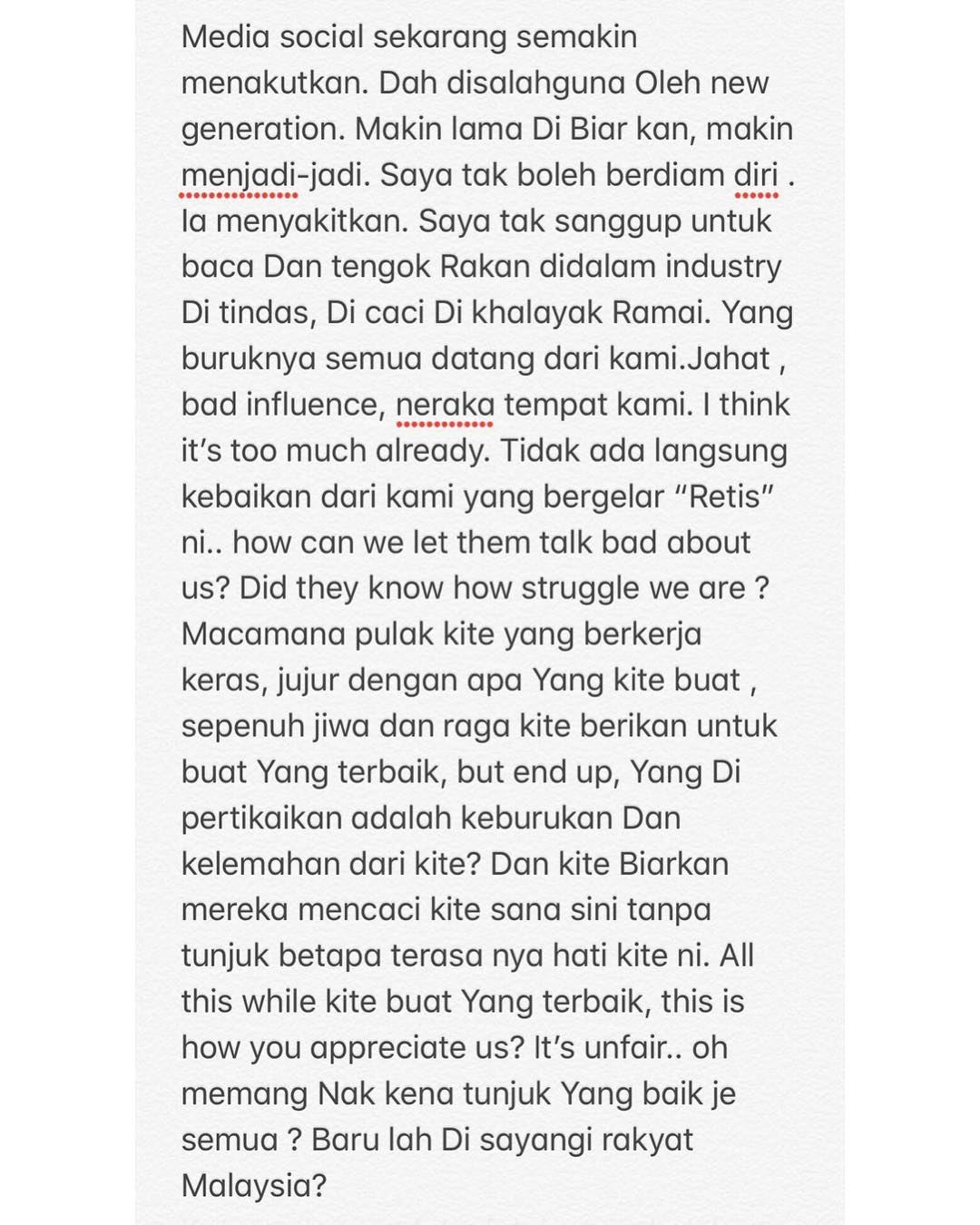 “mereka kisah cerita sampah tentang kita…”,  nabila huda luah rasa bengang 