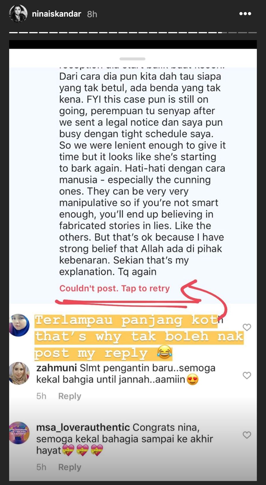 rumah tangga di ganggu bekas isteri suaminya, nina iskandar naik angin