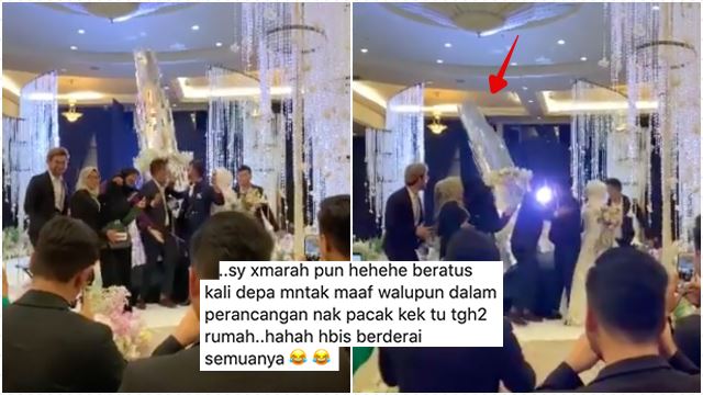 “Takpelah Rezeki Takat Tu Je..” Kek Kahwin Setinggi 19 Kaki Jatuh Berderai