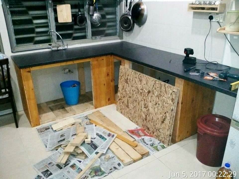 diy kabinet dapur kurang daripada 1k
