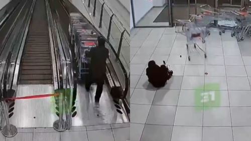 [VIDEO] Pekerja Pasar Raya Tolak Banyak Troli Sekaligus Di Eskalator Sehingga Cederakan Pengunjung