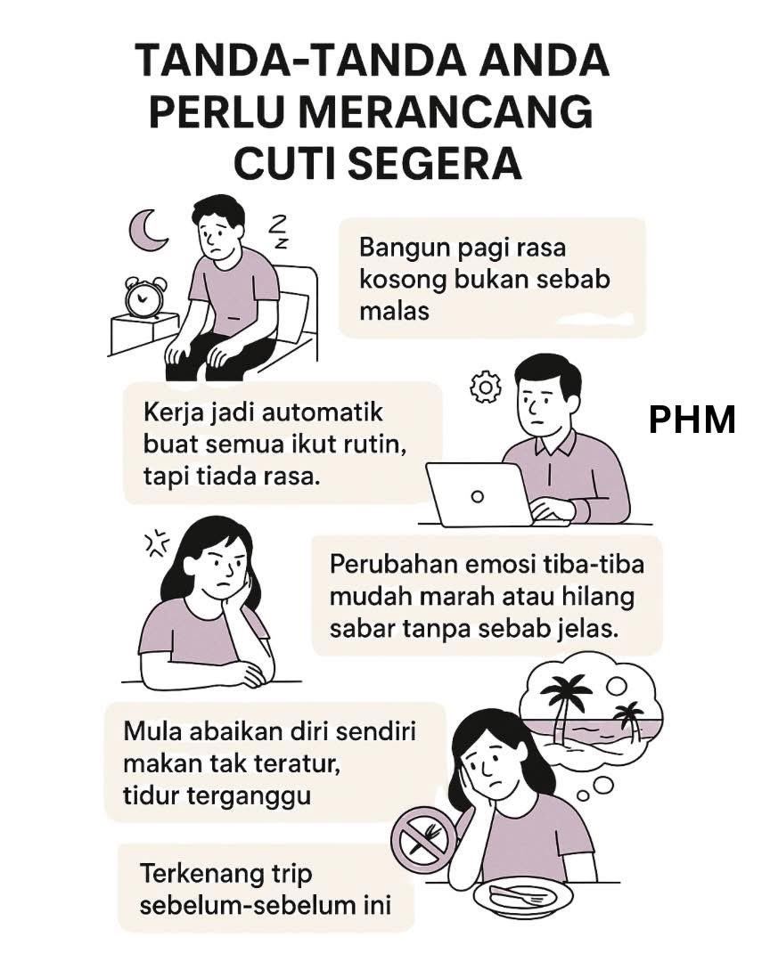jangan abaikan keperluan rehat, rancang cuti sebelum terlambat