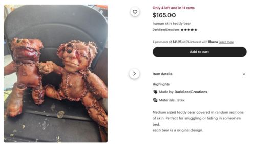 teddy bear kulit manusia cetus panik dan ketakutan orang awam, polis siasat artis