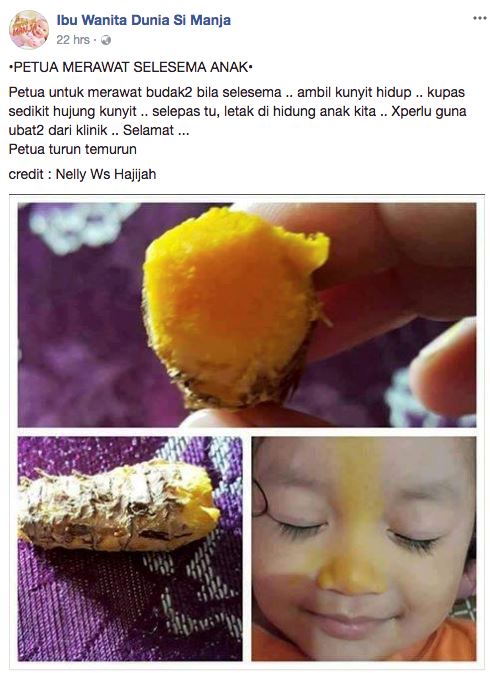 petua merawat selesema anak-anak