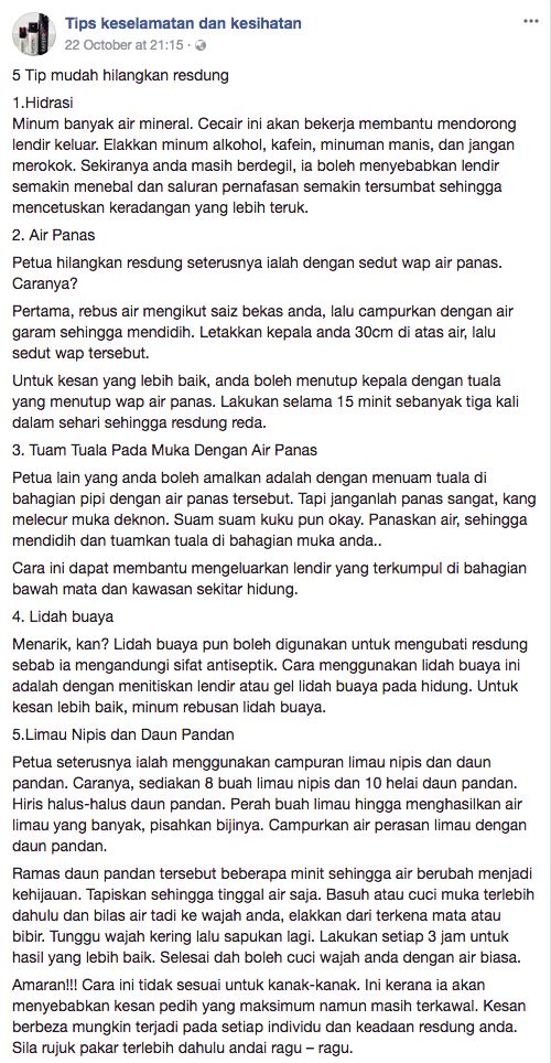 5 tips mudah hilangkan resdung